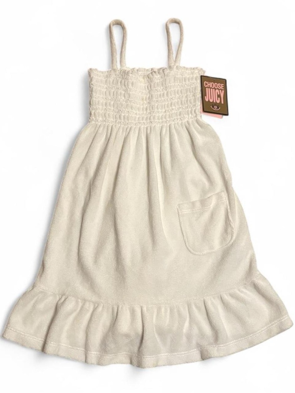 Y2K deadstock Juicy Couture Terry Cloth Smocked Dress in White